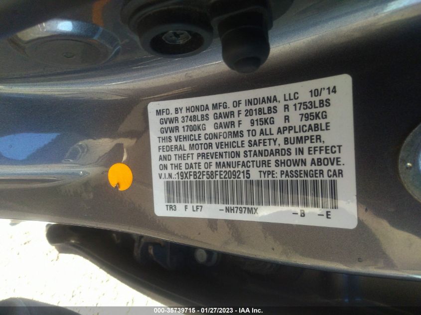 2015 HONDA CIVIC SEDAN LX 19XFB2F58FE209215