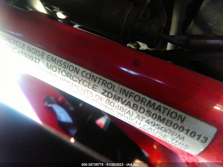 2021 DUCATI SUPERSPORT - ZDMVABDS0MB001013