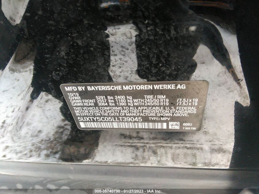 VIN 5UXTY5C05LLT39045 2020 BMW X3 XDRIVE30I