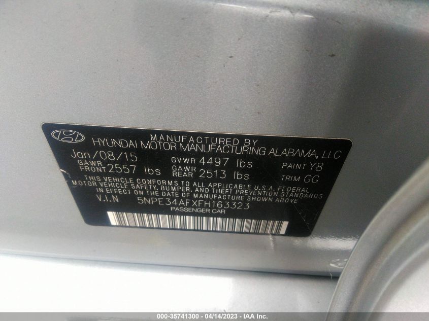 2015 HYUNDAI SONATA 2.4L LIMITED - 5NPE34AFXFH163323