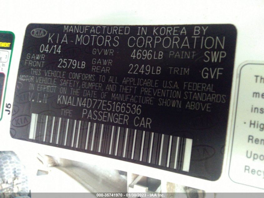 2014 KIA CADENZA PREMIUM KNALN4D77E5166536