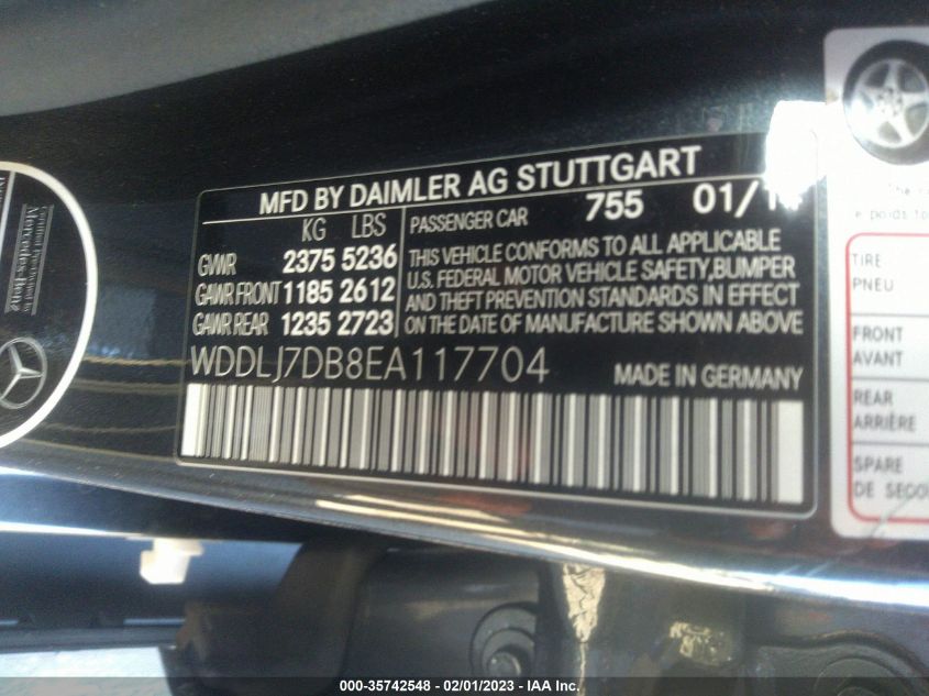 2014 MERCEDES-BENZ CLS-CLASS CLS 550 WDDLJ7DB8EA117704