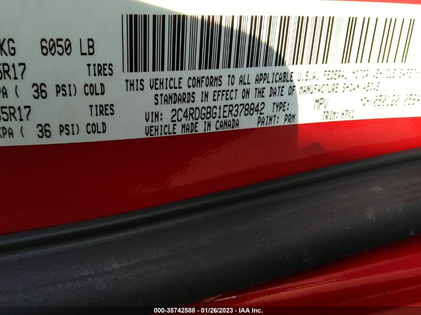 2014 DODGE GRAND CARAVAN AMERICAN VALUE PKG - 2C4RDGBG1ER378842