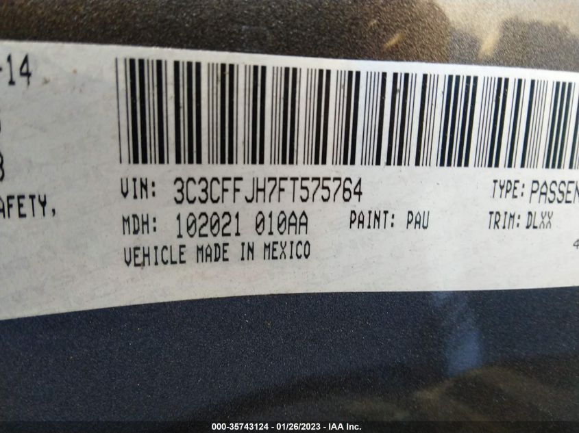 2015 FIAT 500C ABARTH 3C3CFFJH7FT575764