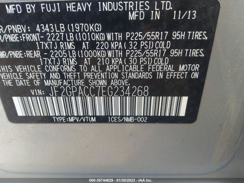 2014 SUBARU XV CROSSTREK PREMIUM - JF2GPACC7EG234268