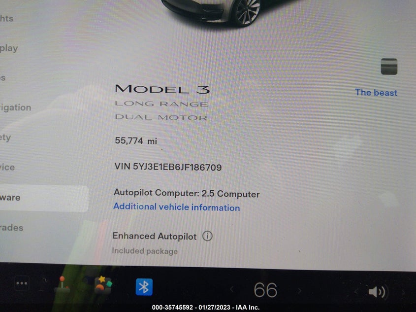 VIN 5YJ3E1EB6JF186709 2018 TESLA MODEL 3 LONG RANGE