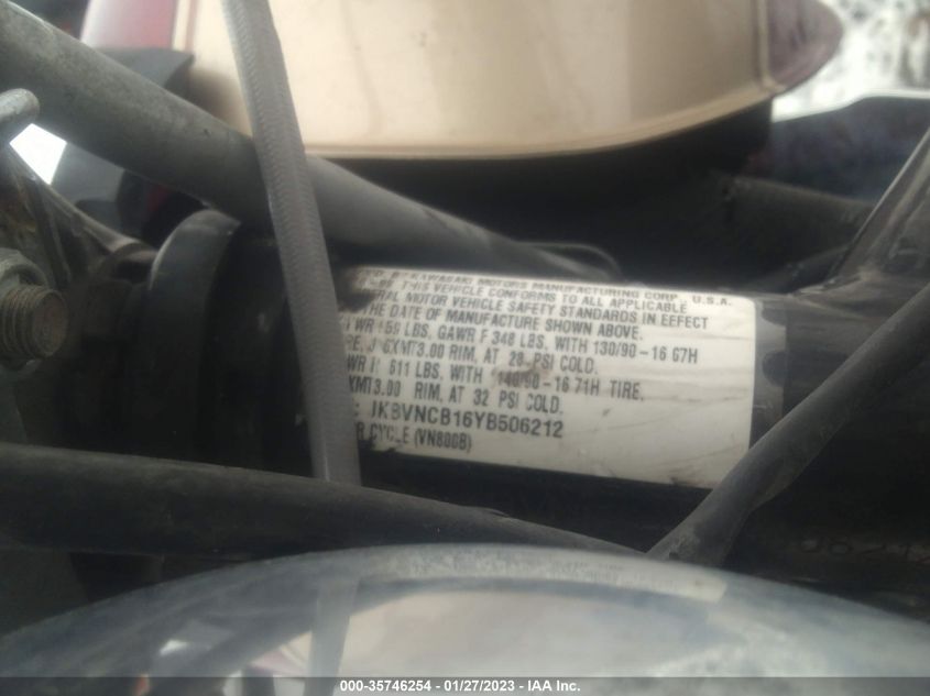 2000 KAWASAKI VN800 B - JKBVNCB16YB506212