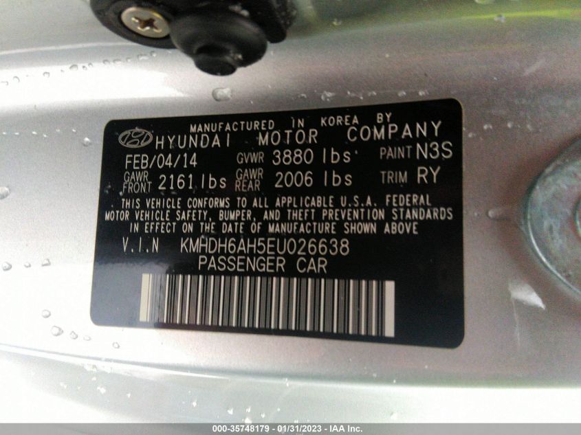 2014 HYUNDAI ELANTRA COUPE - KMHDH6AH5EU026638