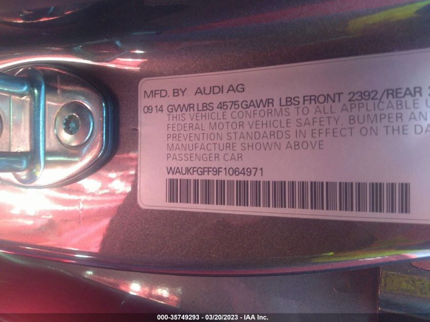 2015 AUDI A3 2.0T PRESTIGE - WAUKFGFF9F1064971