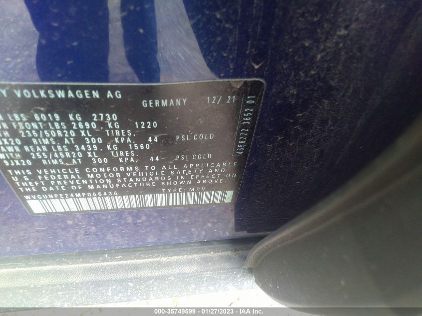 2021 VOLKSWAGEN ID.4 PRO S WVGUNPE24MP066436