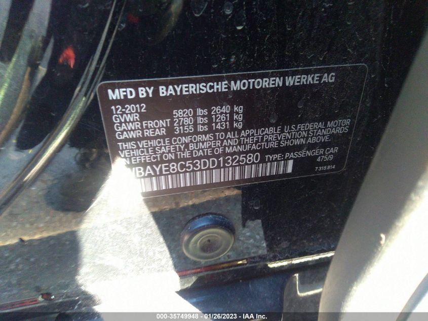2013 BMW 7 SERIES 750LI - WBAYE8C53DD132580