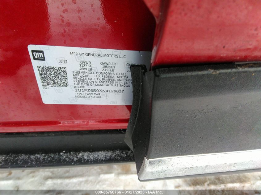 2022 CHEVROLET BOLT EUV PREMIER 1G1FZ6S0XN4126617