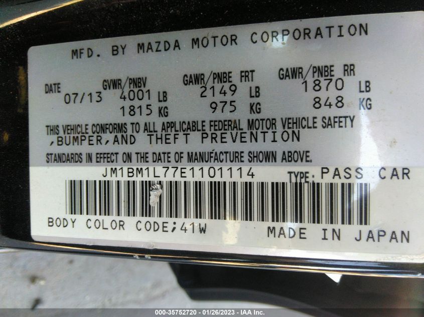 2014 MAZDA MAZDA3 I TOURING - JM1BM1L77E1101114