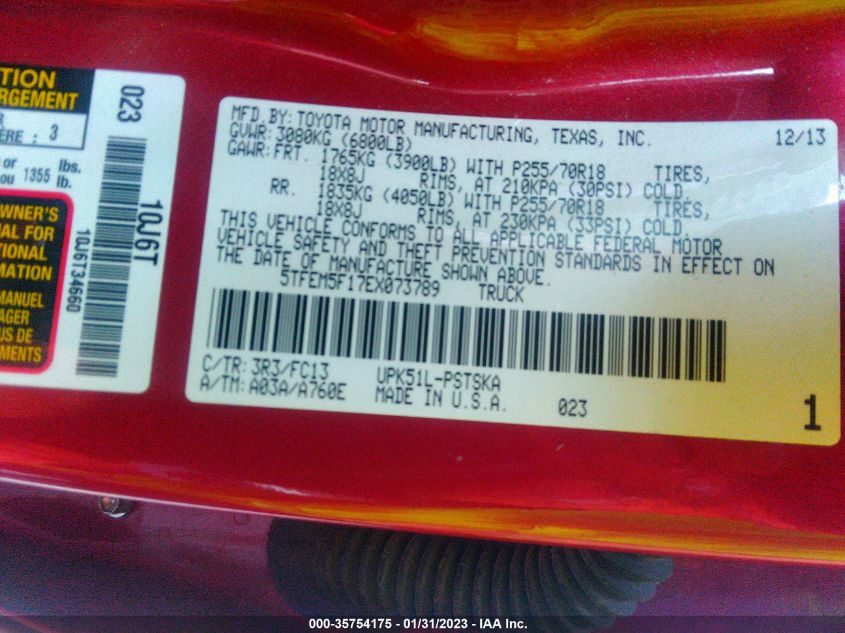 2014 TOYOTA TUNDRA 2WD TRUCK SR5 5TFEM5F17EX073789