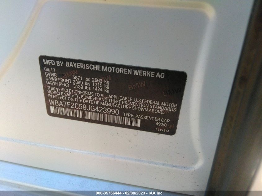 2018 BMW 7 SERIES ALPINA B7 XDRIVE - WBA7F2C59JG423990