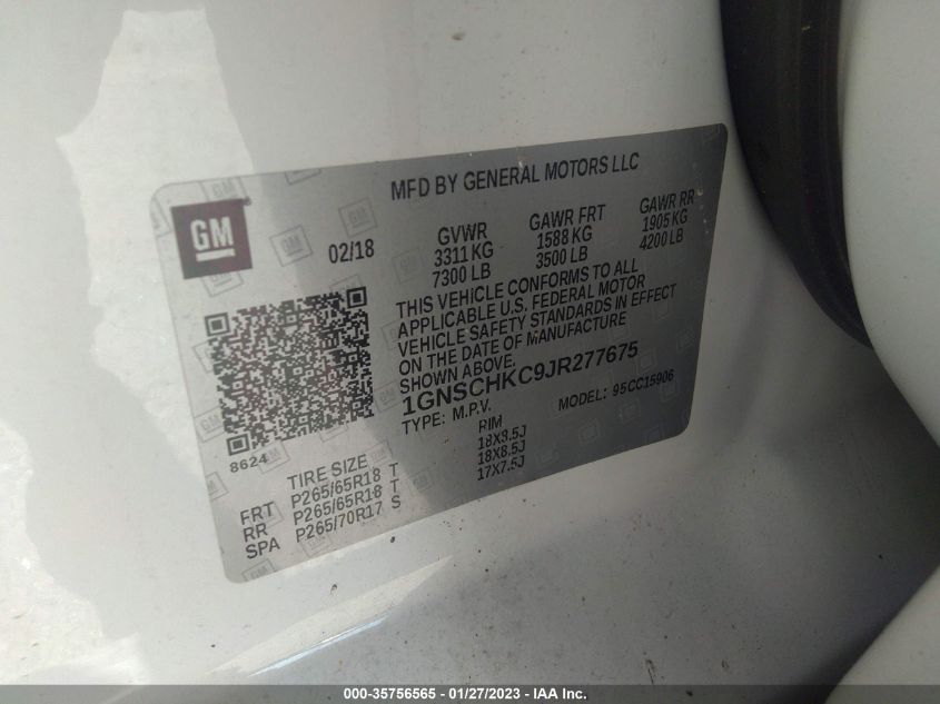 2018 CHEVROLET SUBURBAN LT - 1GNSCHKC9JR277675