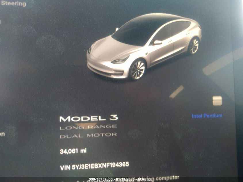 2022 TESLA MODEL 3 LONG RANGE - 5YJ3E1EBXNF194365