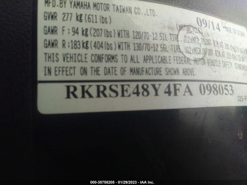 2015 YAMAHA YW125 RKRSE48Y4FA098053