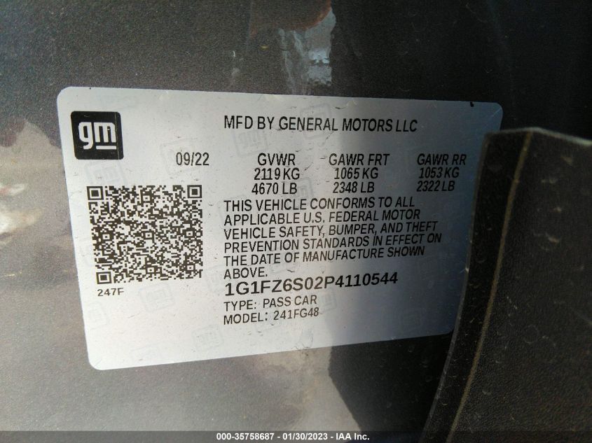 2023 CHEVROLET BOLT EUV PREMIER 1G1FZ6S02P4110544