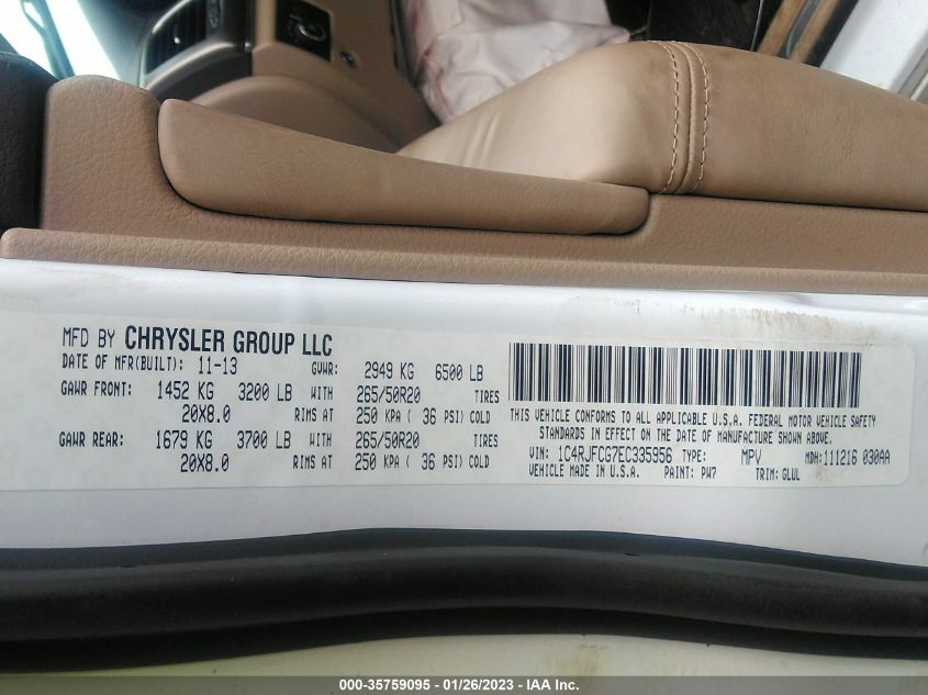 2014 JEEP GRAND CHEROKEE OVERLAND 1C4RJFCG7EC335956