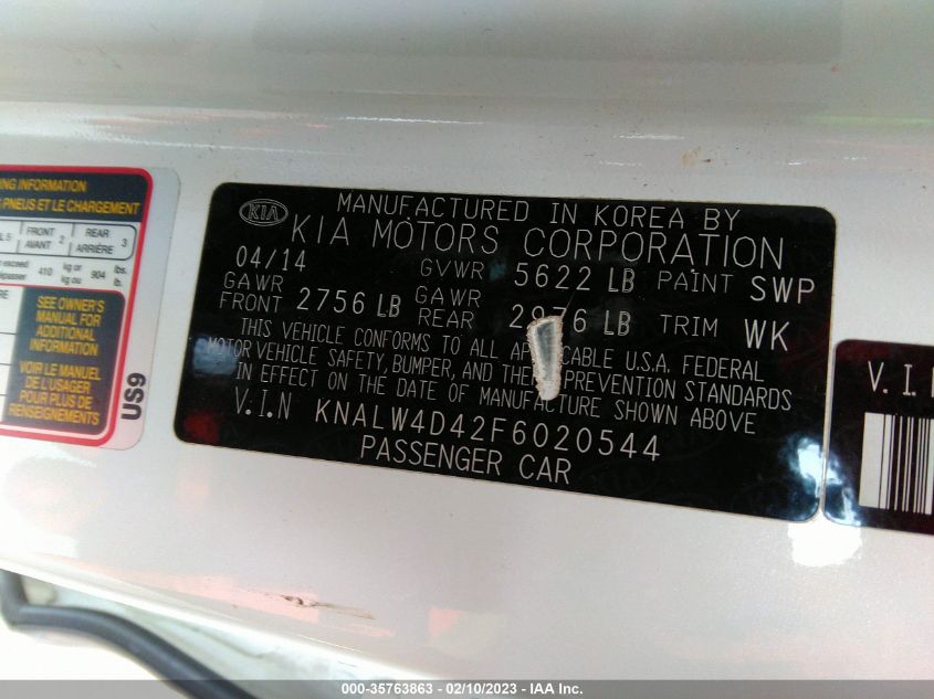 2015 KIA K900 LUXURY KNALW4D42F6020544