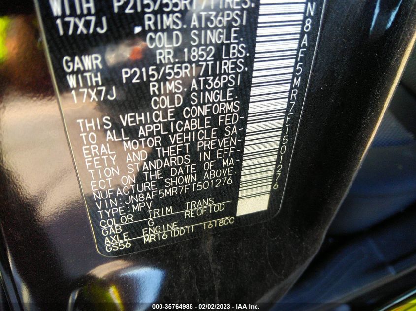 2015 NISSAN JUKE S - JN8AF5MR7FT501276