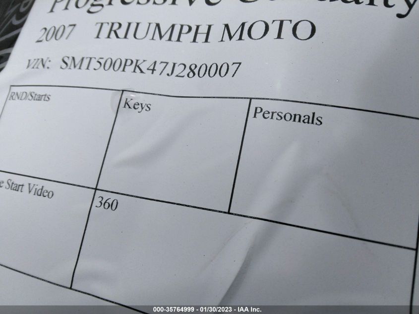 2007 TRIUMPH MOTORCYCLE SPEED TRIPLE SMT500PK47J280007