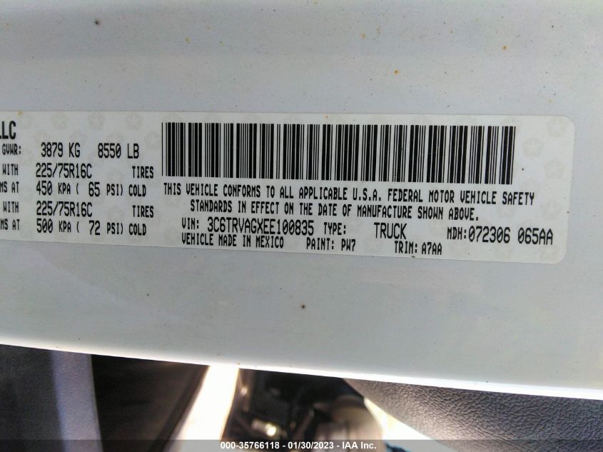 2014 RAM PROMASTER 3C6TRVAGXEE100835