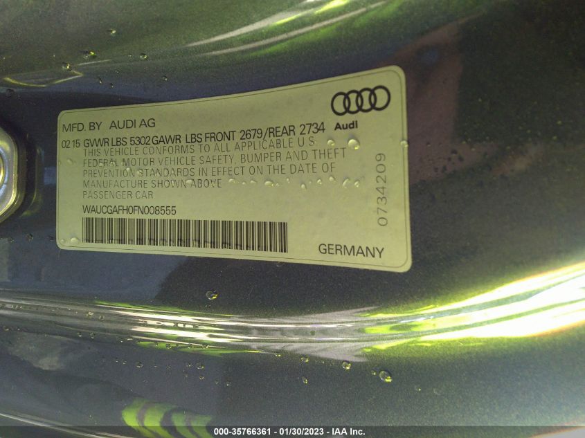 2015 AUDI S5 PREMIUM PLUS WAUCGAFH0FN008555