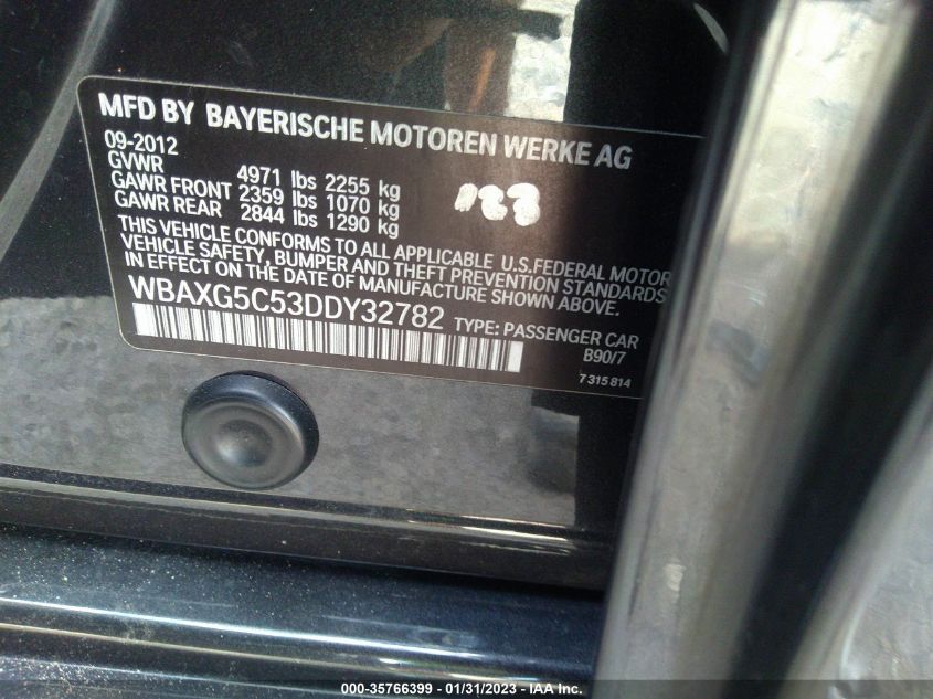 2013 BMW 5 SERIES 528I WBAXG5C53DDY32782