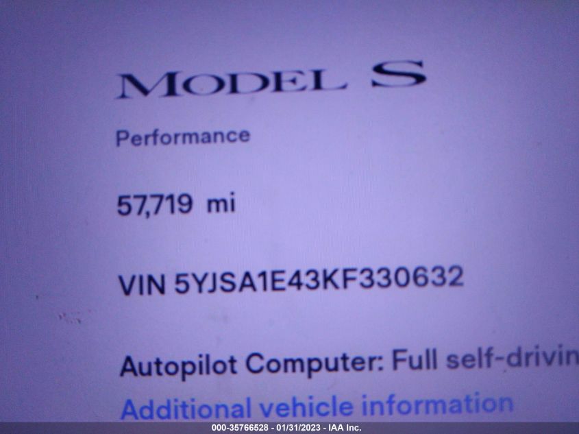 5YJSA1E43KF330632 Tesla Model S 2019. Фото: 6