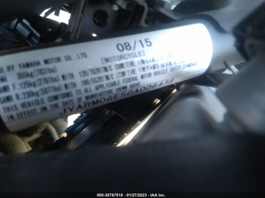 2016 YAMAHA FZ07 JYARM06E5GA006438