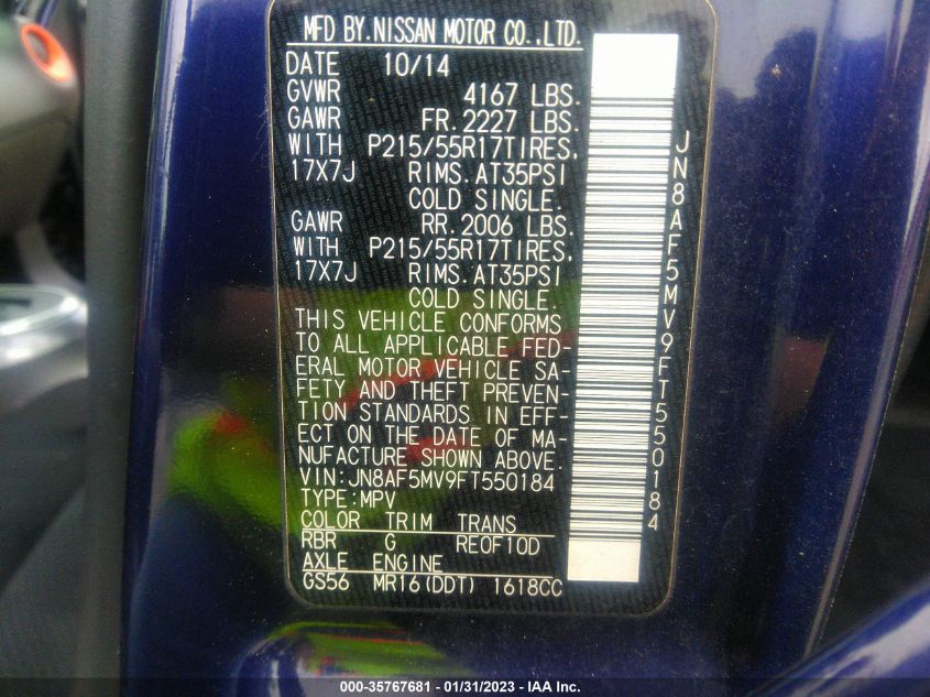 2015 NISSAN JUKE SV - JN8AF5MV9FT550184