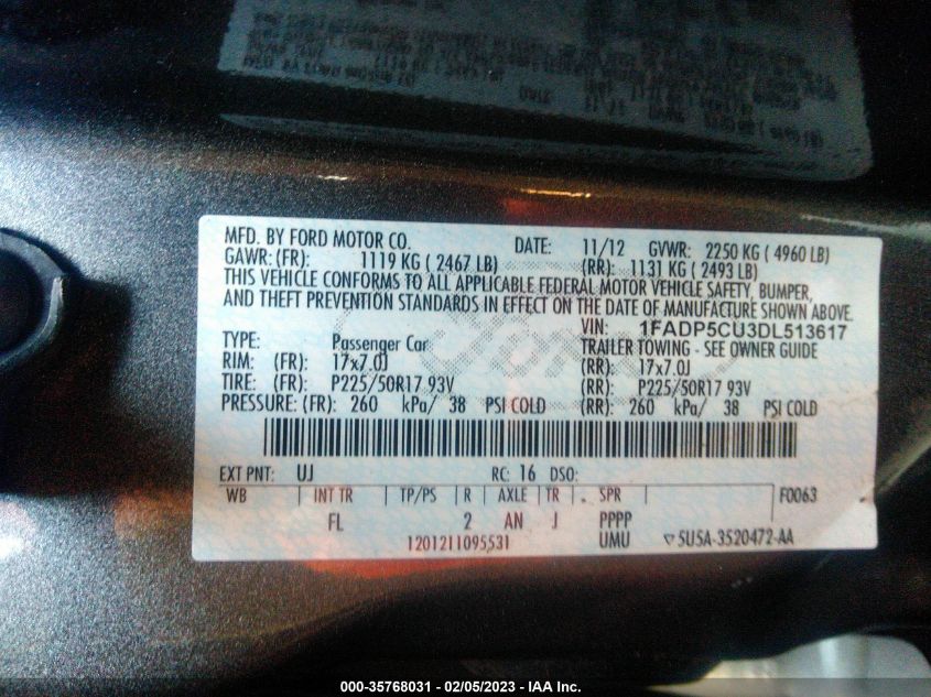 2013 FORD C-MAX ENERGI SEL 1FADP5CU3DL513617