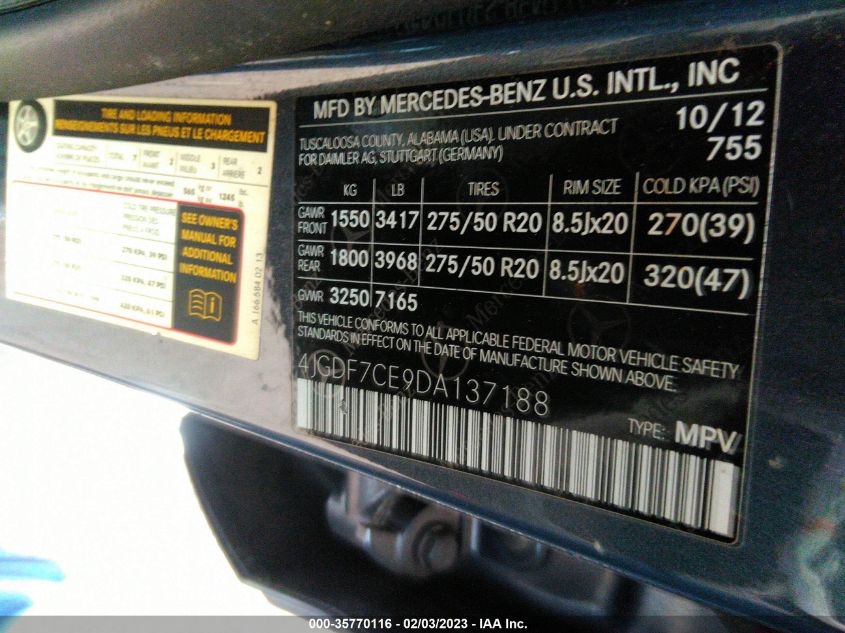 2013 MERCEDES-BENZ GL-CLASS GL 450 - 4JGDF7CE9DA137188