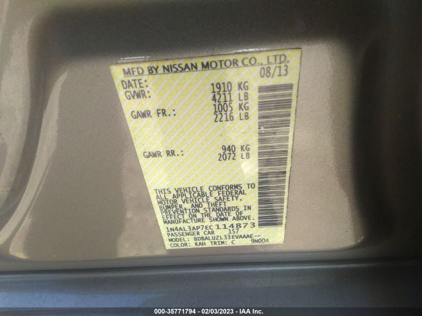2014 NISSAN ALTIMA 3.5 1NYAL3AP7EC114873