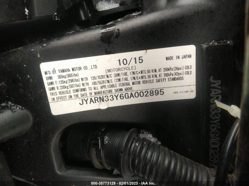 2016 YAMAHA FZ09 C JYARN33Y6GA002895