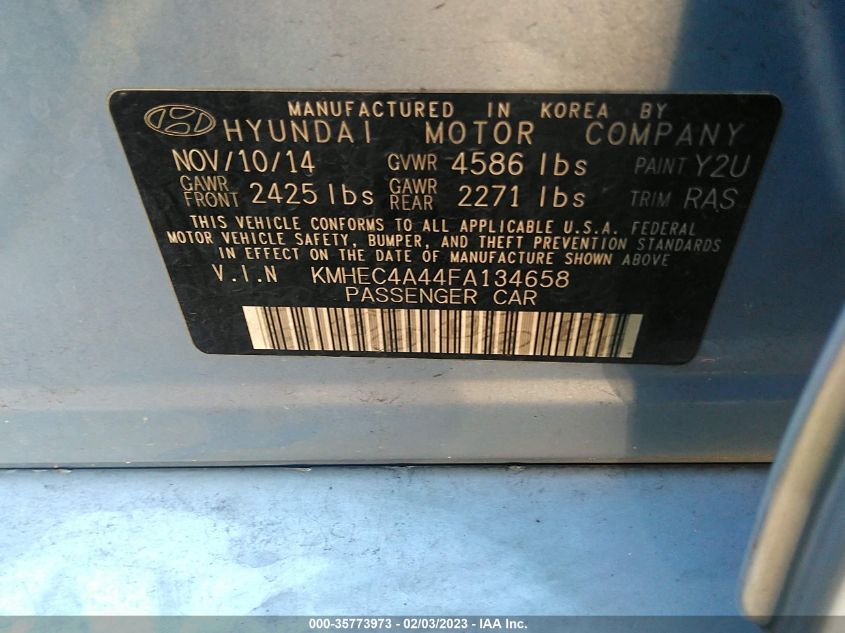 2015 HYUNDAI SONATA HYBRID - KMHEC4A44FA134658
