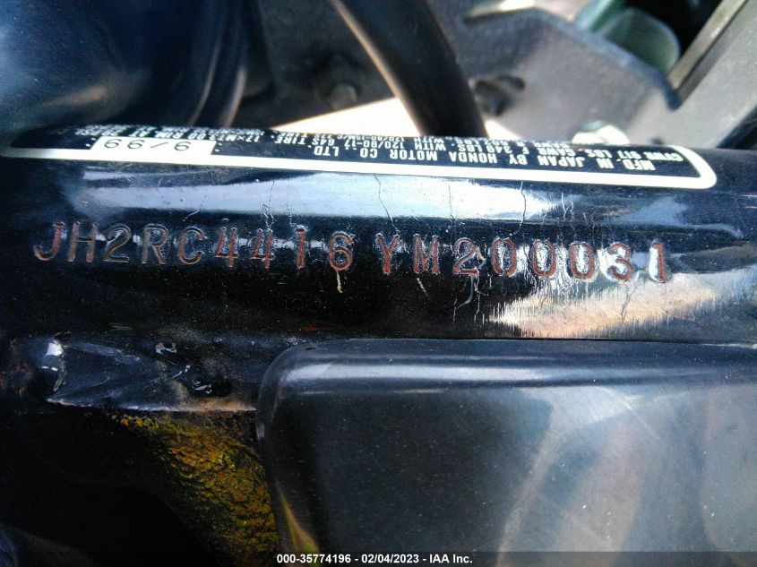 2000 HONDA VT750 C JH2RC4416YM200031