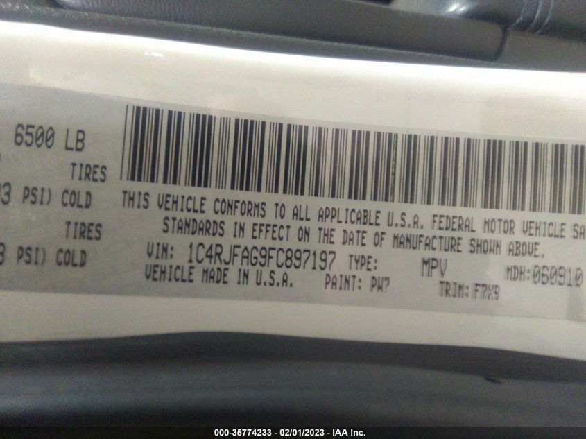 2015 JEEP GRAND CHEROKEE LAREDO 1C4RJFAG9FC897197