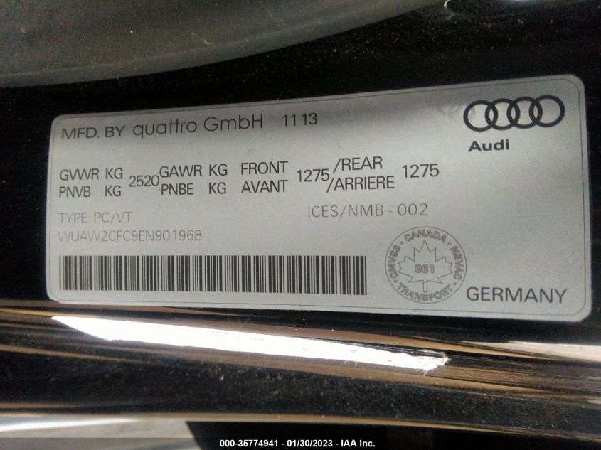2014 AUDI RS 7 WUAW2CFC9EN901968