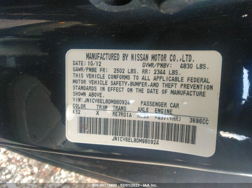 2013 INFINITI G37 COUPE X - JN1CV6EL8DM980924
