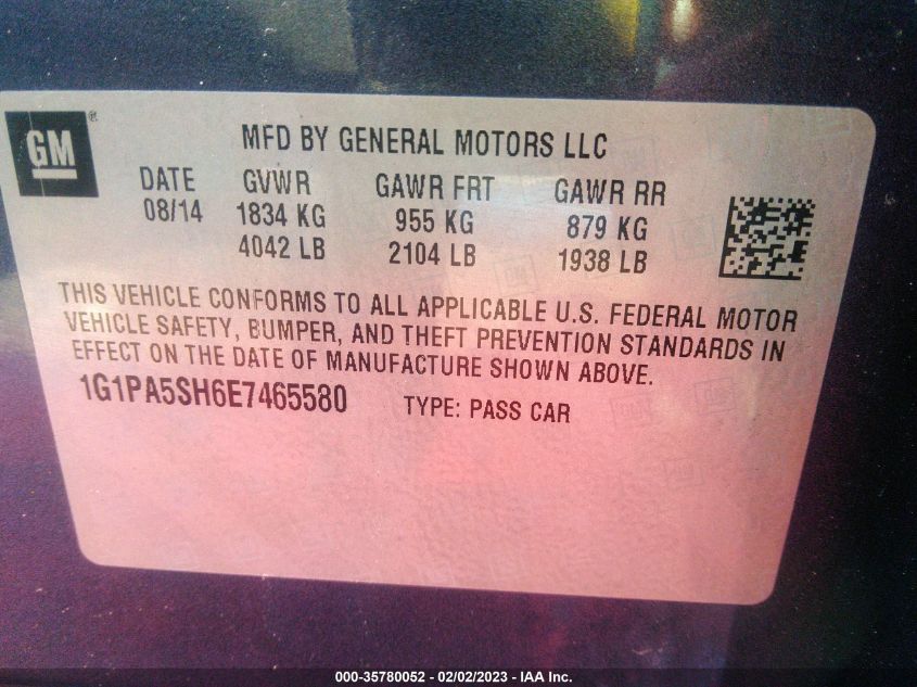 2014 CHEVROLET CRUZE LS - 1G1PA5SH6E7465580