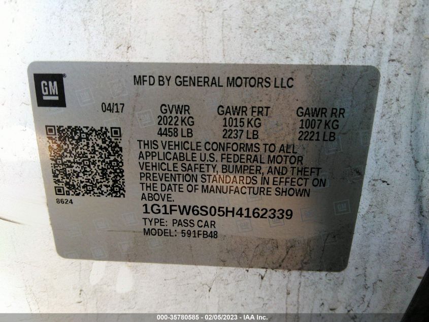 2017 CHEVROLET BOLT EV LT 1G1FW6S05H4162339