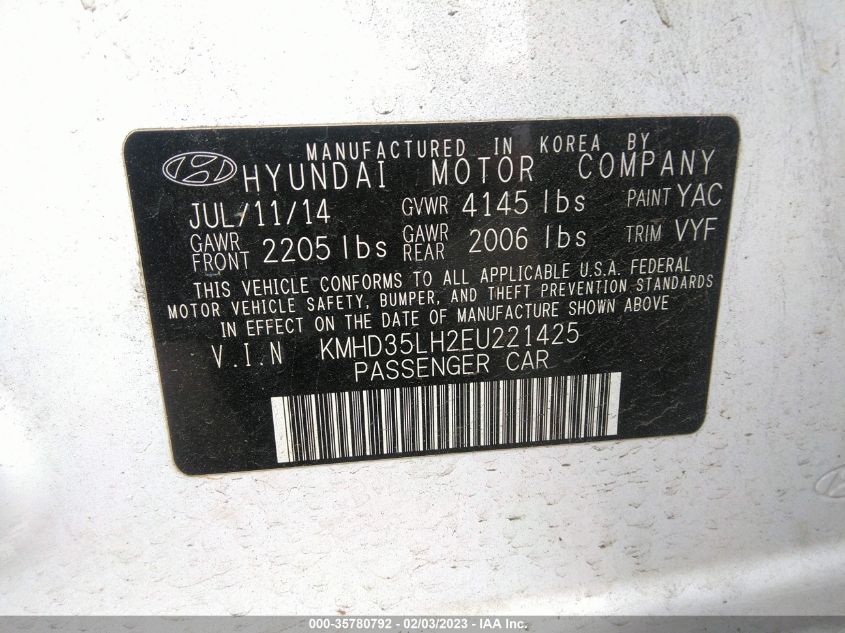 2014 HYUNDAI ELANTRA GT - KMHD35LH2EU221425