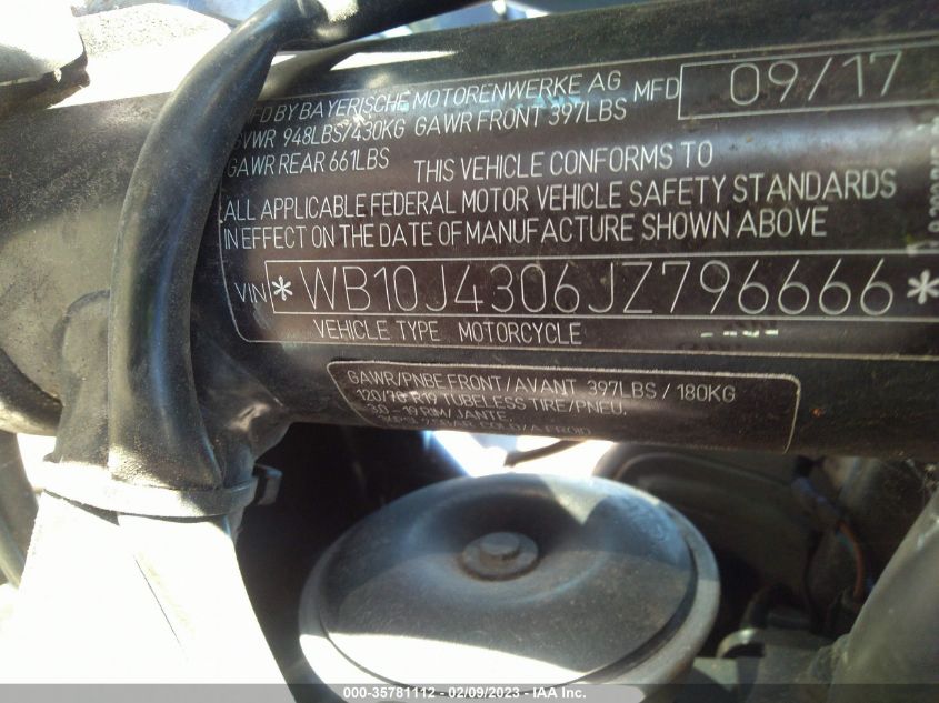2018 BMW R NINE T URBAN WB10J4306JZ796666