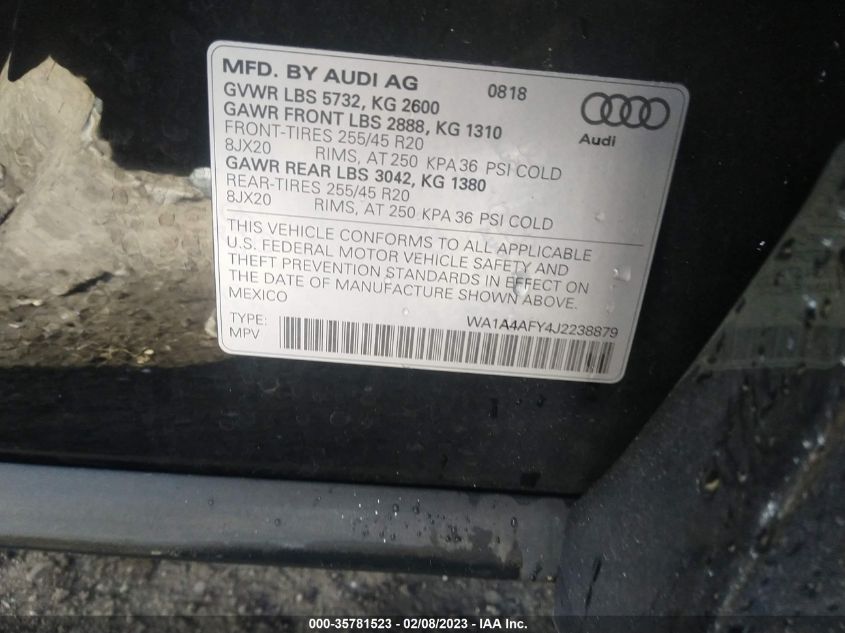 WA1A4AFY4J2238879 2018 AUDI SQ5, photo no. 9