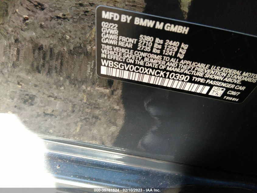 2022 BMW M8 COMPETITION - WBSGV0C0XNCK10390