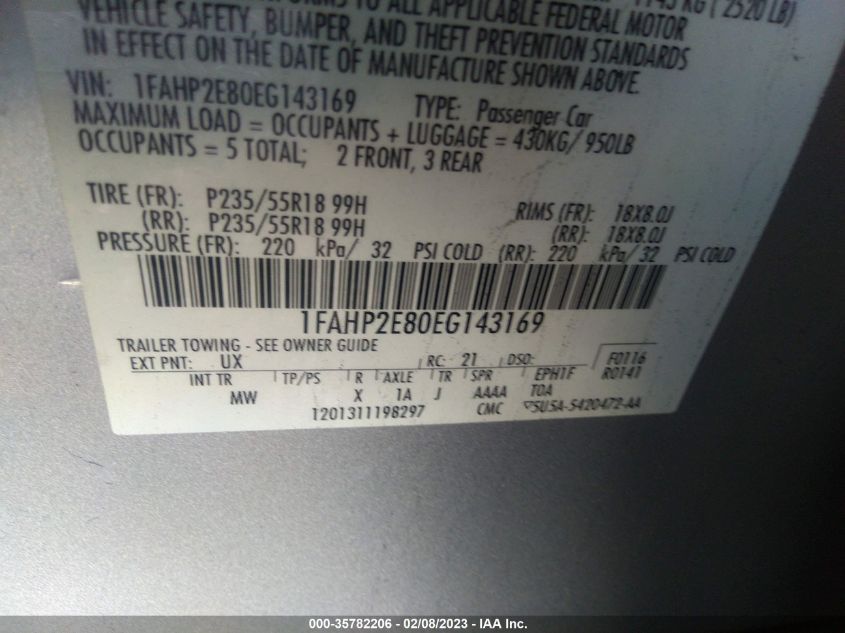 2014 FORD TAURUS SEL - 1FAHP2E80EG143169