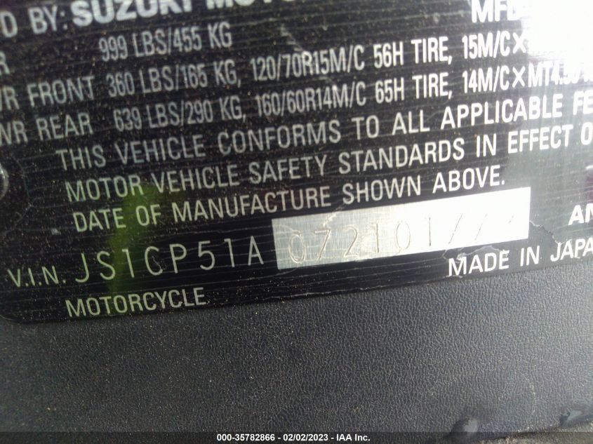 2007 SUZUKI AN650 - JS1CP51A072101772